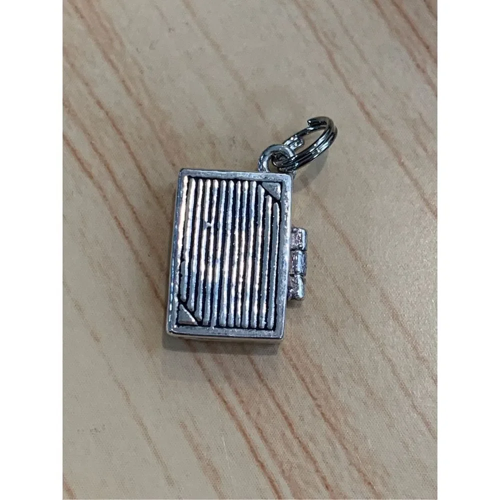 .925 Vintage Bible Opens Sterling Silver Jewelry Charm
